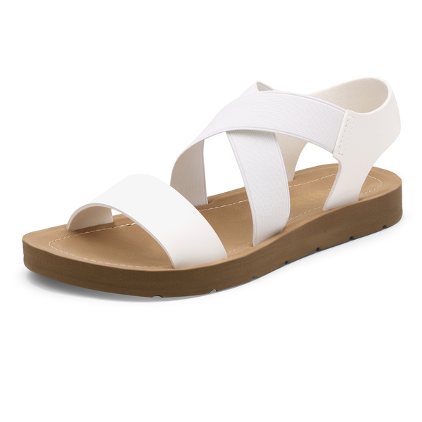 Criss Cross Ankle Strap Flat Sandals - WHITE - 2